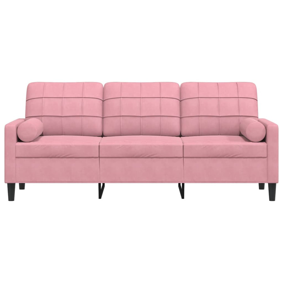 Driezitsbank met sierkussens 180 cm fluweel roze