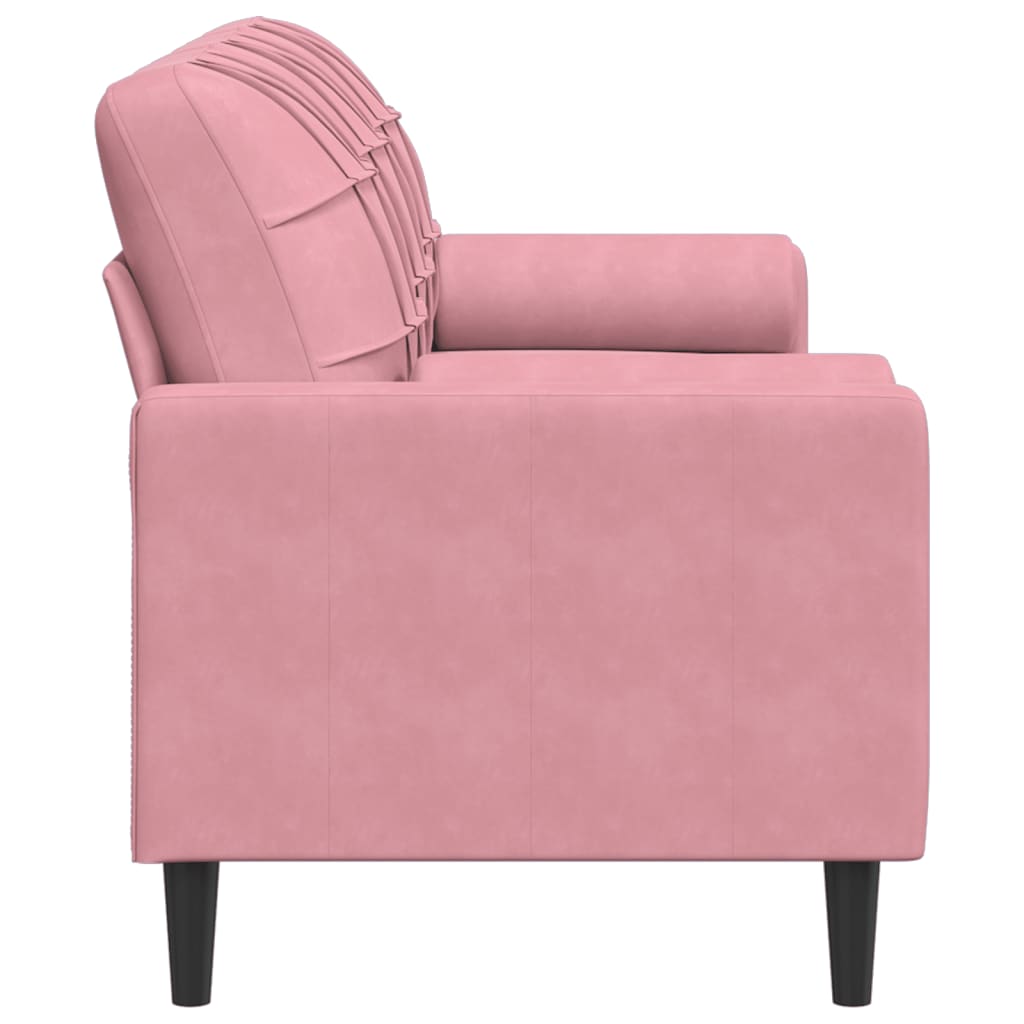 Driezitsbank met sierkussens 180 cm fluweel roze