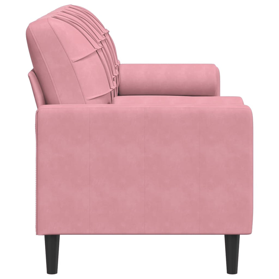 Driezitsbank met sierkussens 180 cm fluweel roze