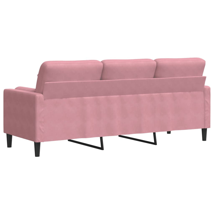 Driezitsbank met sierkussens 180 cm fluweel roze