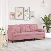 Driezitsbank 180 cm fluweel roze