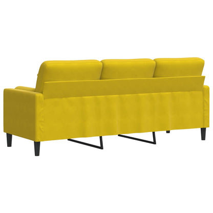 Driezitsbank met sierkussens 180 cm fluweel geel