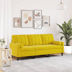 Driezitsbank 180 cm fluweel geel