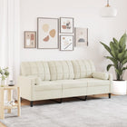 Driezitsbank 180 cm fluweel crèmekleurig