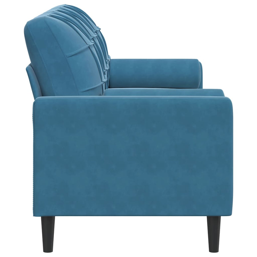 Driezitsbank met sierkussens 180 cm fluweel blauw