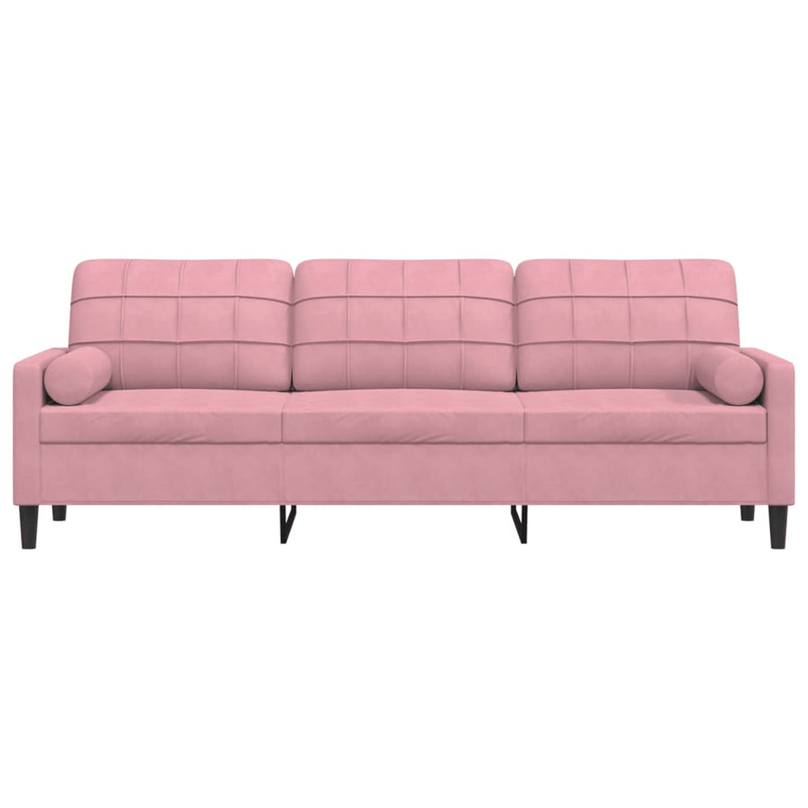 3-zitsbank met sierkussens 210 cm fluweel roze