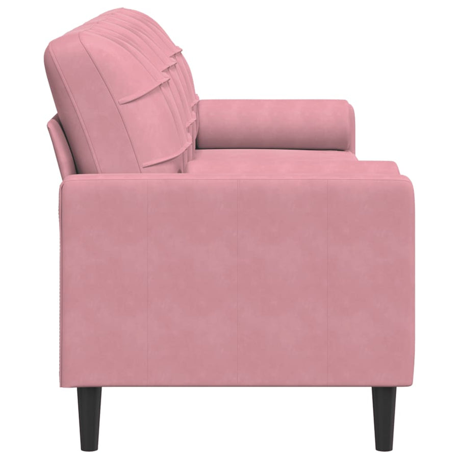 3-zitsbank met sierkussens 210 cm fluweel roze