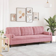 3-zitsbank 210 cm fluweel roze