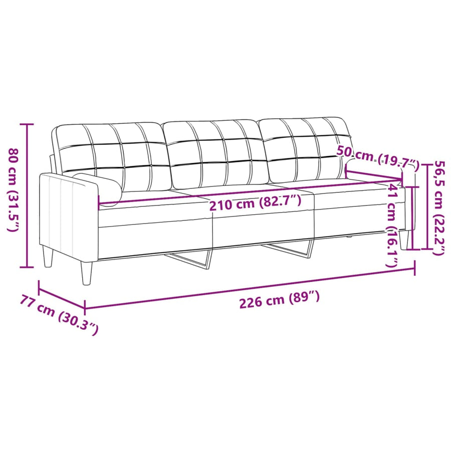 3-zitsbank met sierkussens 210 cm sierkussen fluweel wijnrood