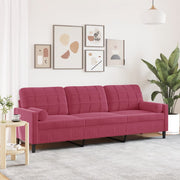 3-zitsbank 210 cm fluweel wijnrood