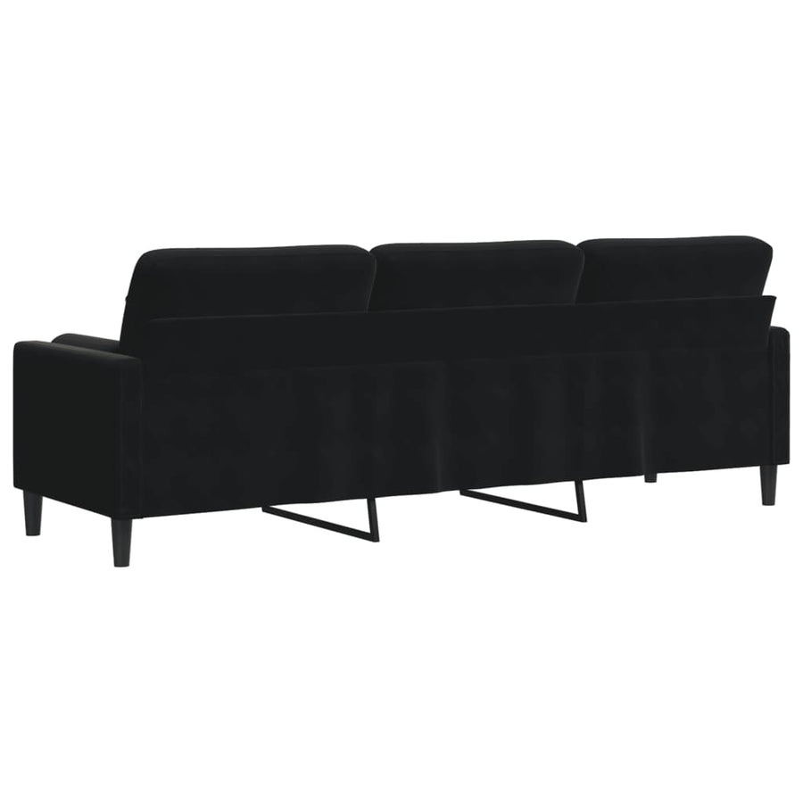 3-zitsbank met sierkussens 210 cm fluweel zwart