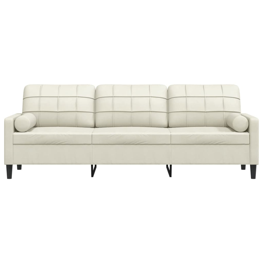 3-zitsbank met sierkussens 210 cm fluweel crèmekleurig