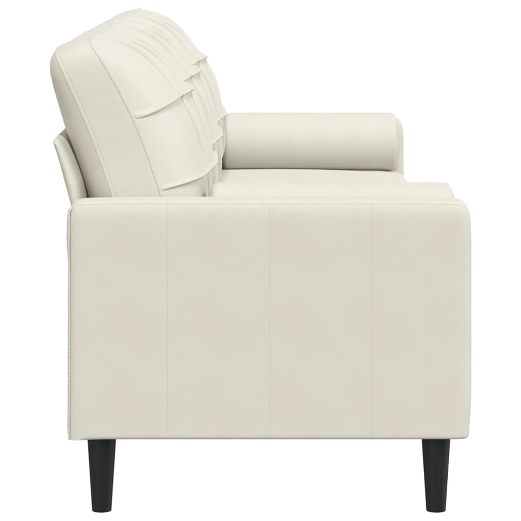 3-zitsbank met sierkussens 210 cm fluweel crèmekleurig