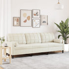 3-seater sofa with throw pillows 210 cm velvet cream