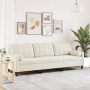 3-zitsbank 210 cm fluweel crèmekleurig