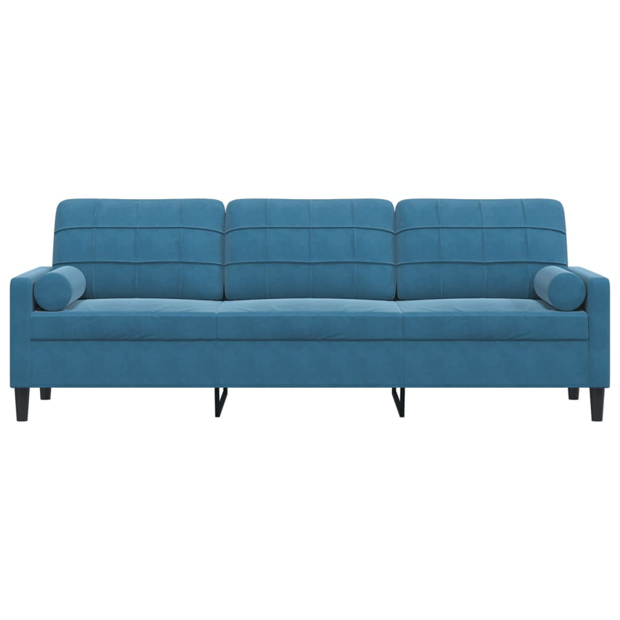 3-zitsbank met sierkussens 210 cm fluweel blauw