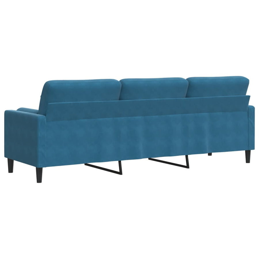 3-zitsbank met sierkussens 210 cm fluweel blauw