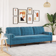 3-zitsbank 210 cm fluweel blauw