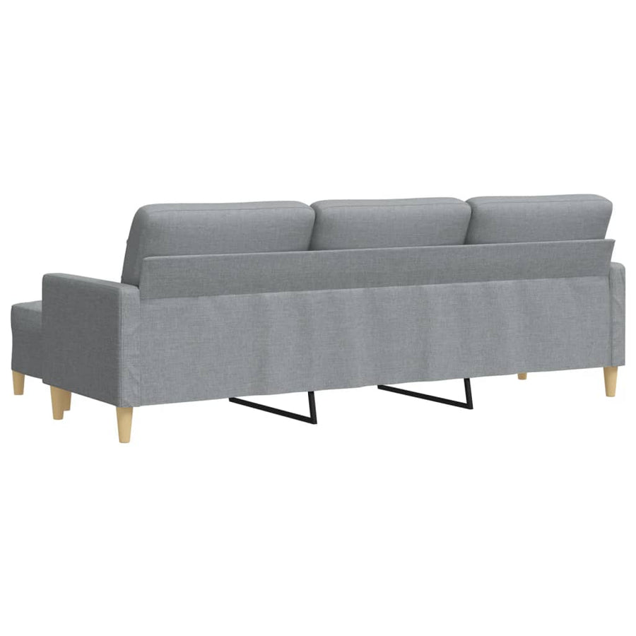 Driezitsbank met voetenbank 210 cm stof lichtgrijs