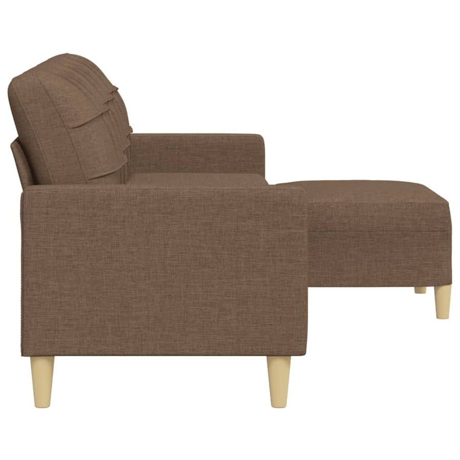 Driezitsbank met voetenbank 210 cm stof bruin