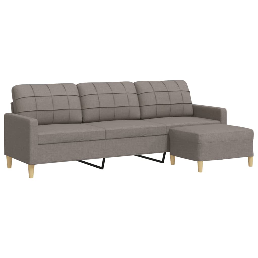 Driezitsbank met voetenbank 210 cm stof taupe