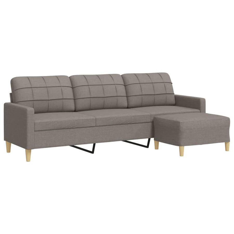 Driezitsbank met voetenbank 210 cm stof taupe