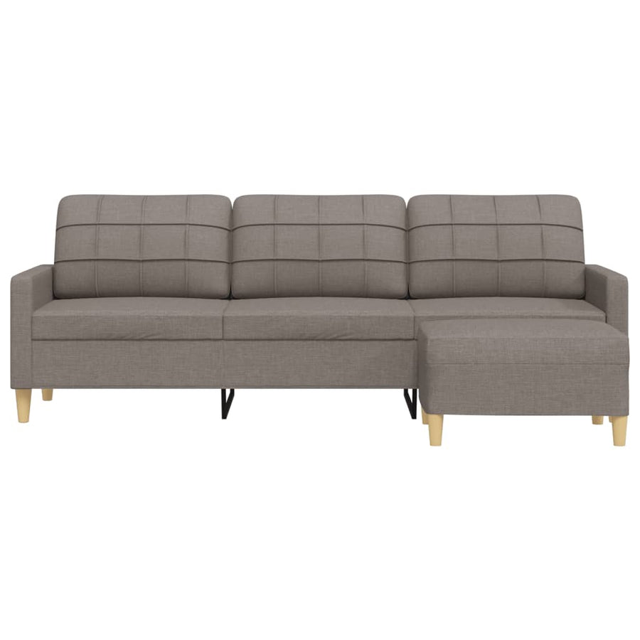 Driezitsbank met voetenbank 210 cm stof taupe