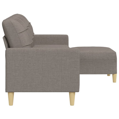 Driezitsbank met voetenbank 210 cm stof taupe