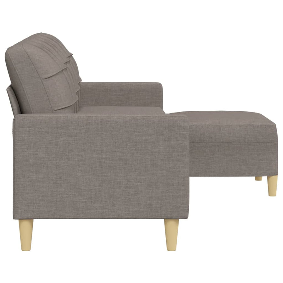 Driezitsbank met voetenbank 210 cm stof taupe