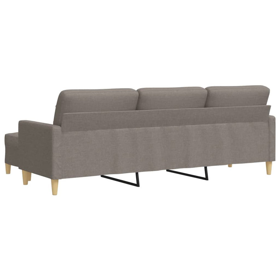 Driezitsbank met voetenbank 210 cm stof taupe