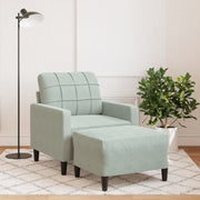 Fauteuil met voetenbank fluweel lichtgrijs