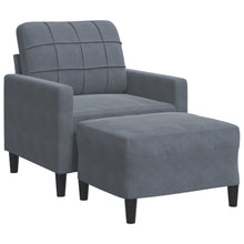 Fauteuil met voetenbank 60 cm fluweel donkergrijs
