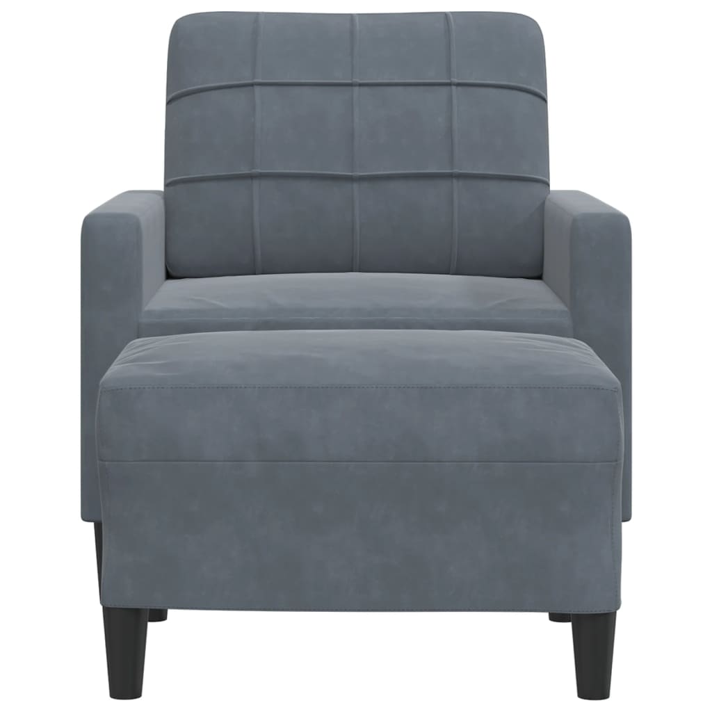Fauteuil met voetenbank 60 cm fluweel donkergrijs