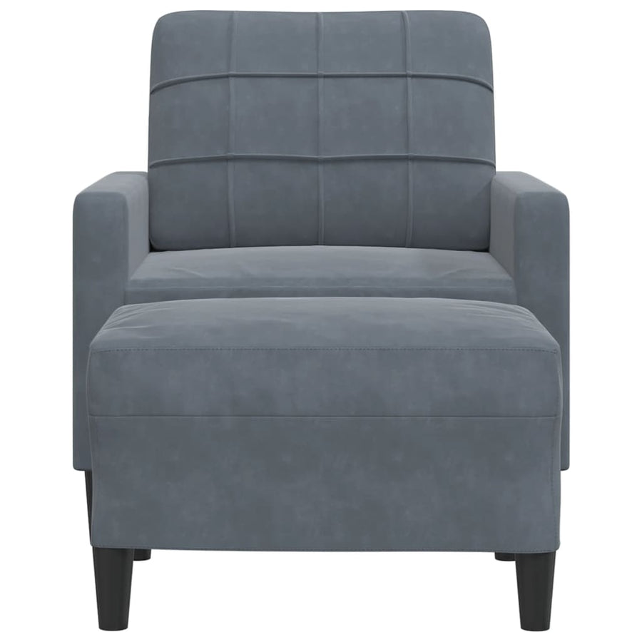 Fauteuil met voetenbank 60 cm fluweel donkergrijs