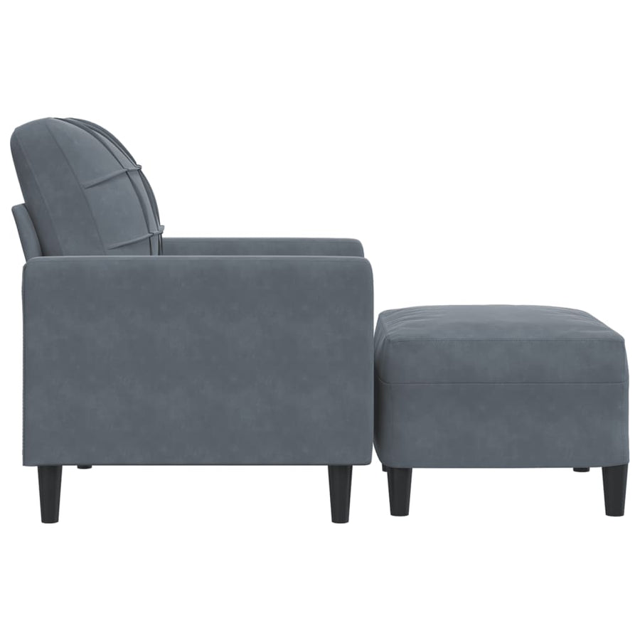 Fauteuil met voetenbank 60 cm fluweel donkergrijs