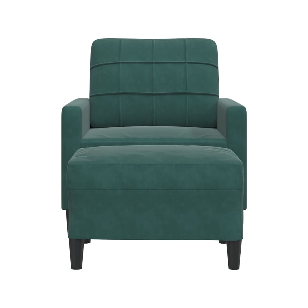 Fauteuil met voetenbank 60 cm fluweel donkergroen