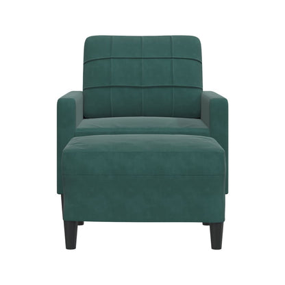 Fauteuil met voetenbank 60 cm fluweel donkergroen