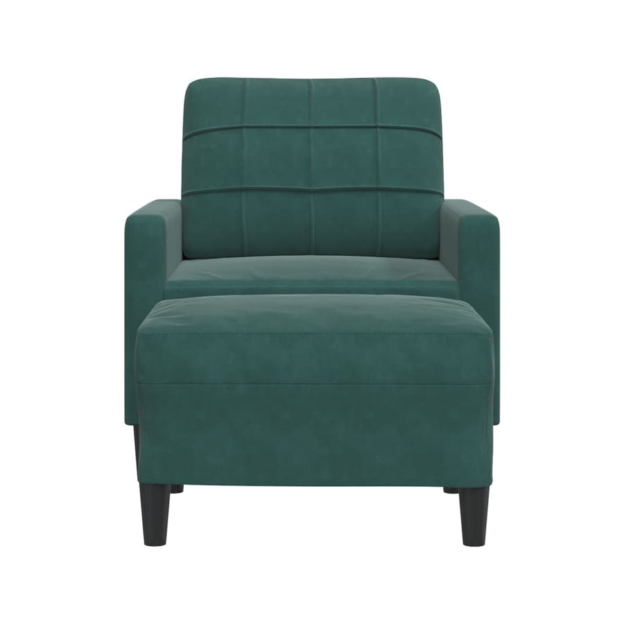 Fauteuil met voetenbank 60 cm fluweel donkergroen