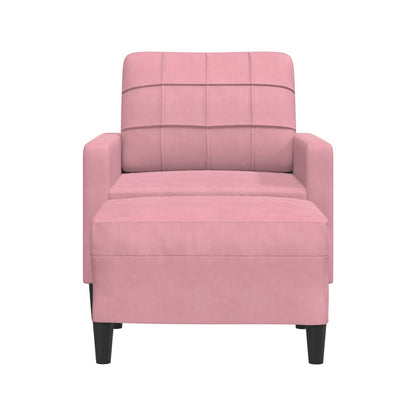 Fauteuil met voetenbank 60 cm fluweel roze