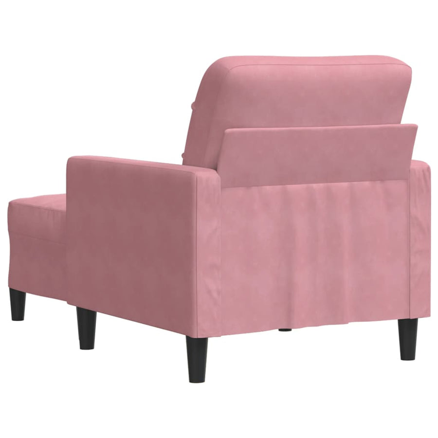 Fauteuil met voetenbank 60 cm fluweel roze