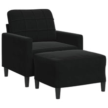 Fauteuil met voetenbank 60 cm fluweel zwart