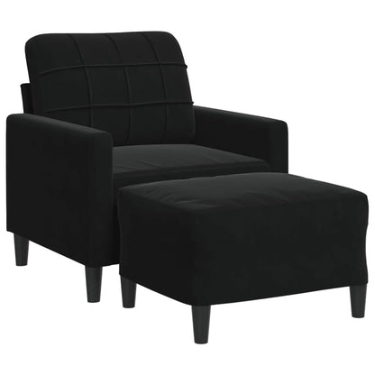 Fauteuil met voetenbank 60 cm fluweel zwart