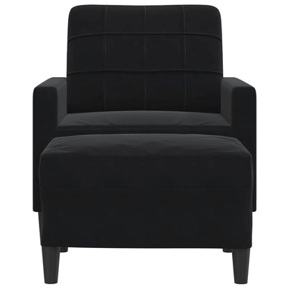 Fauteuil met voetenbank 60 cm fluweel zwart