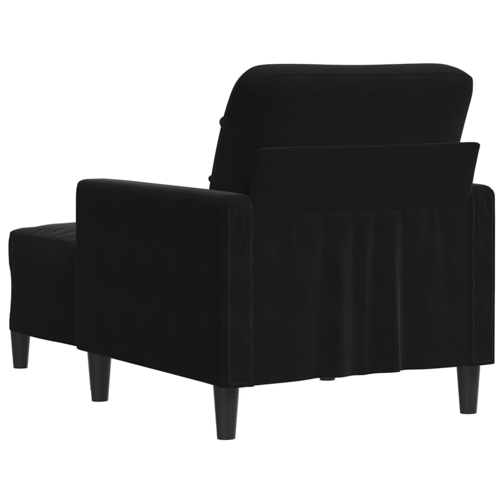 Fauteuil met voetenbank 60 cm fluweel zwart