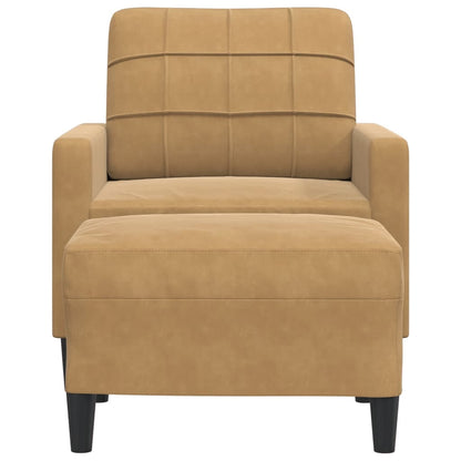 Fauteuil met voetenbank 60 cm fluweel bruin