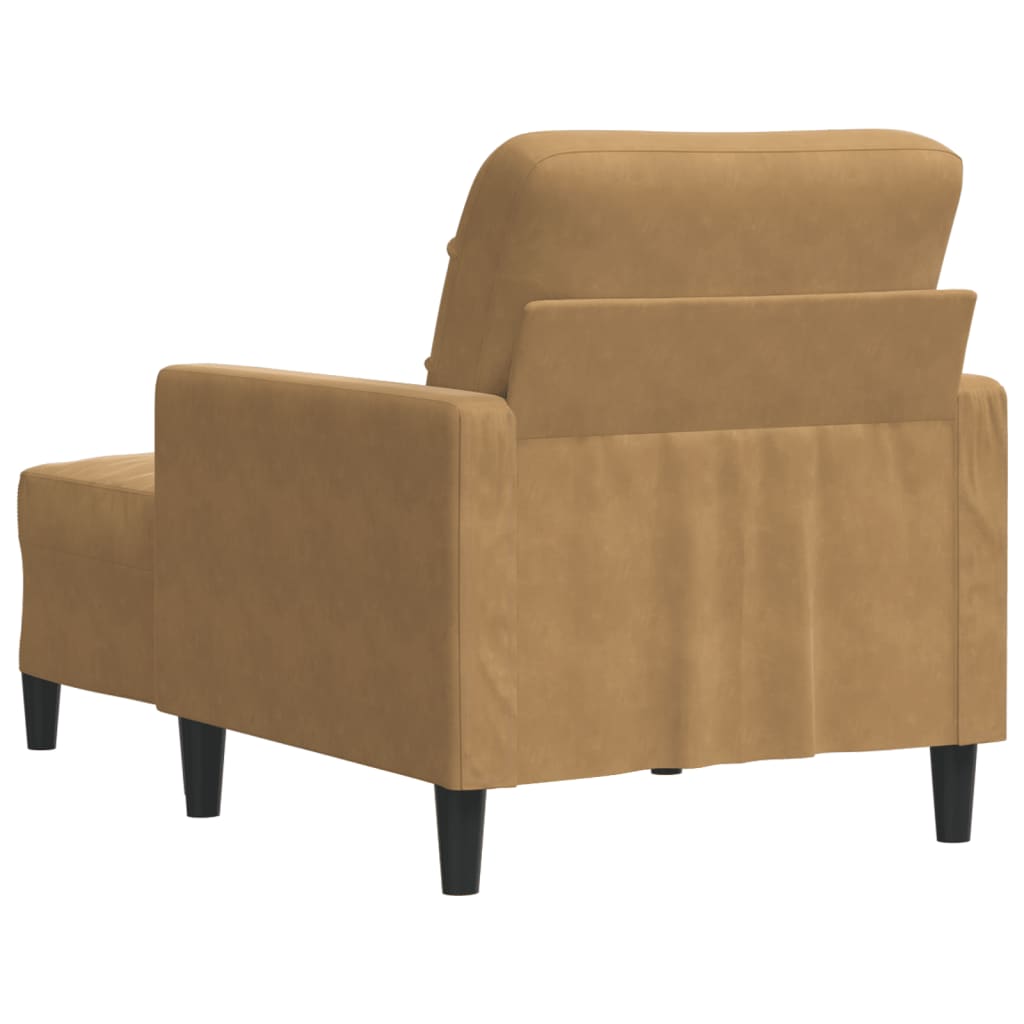 Fauteuil met voetenbank 60 cm fluweel bruin