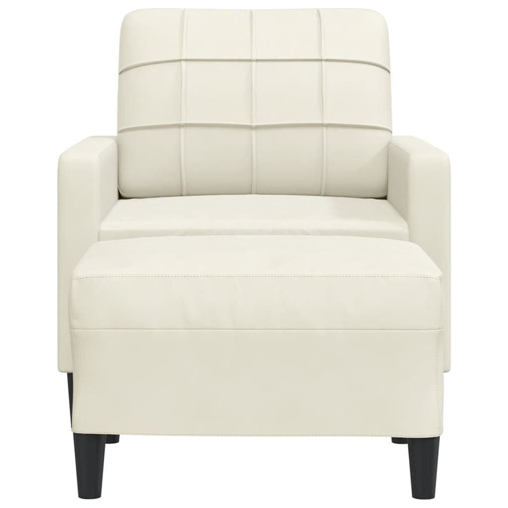 Fauteuil met voetenbank 60 cm fluweel crèmekleurig