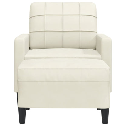 Fauteuil met voetenbank 60 cm fluweel crèmekleurig