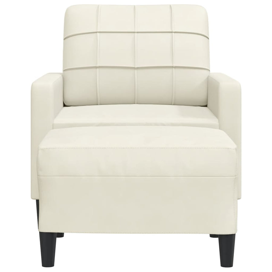 Fauteuil met voetenbank 60 cm fluweel crèmekleurig