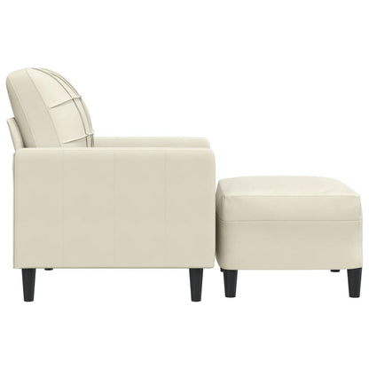 Fauteuil met voetenbank 60 cm fluweel crèmekleurig
